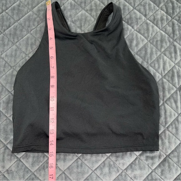 Athleta Women Small Athletic Racerback Conscious Black Crop Top Built in bra b3 - Picture 2 of 7